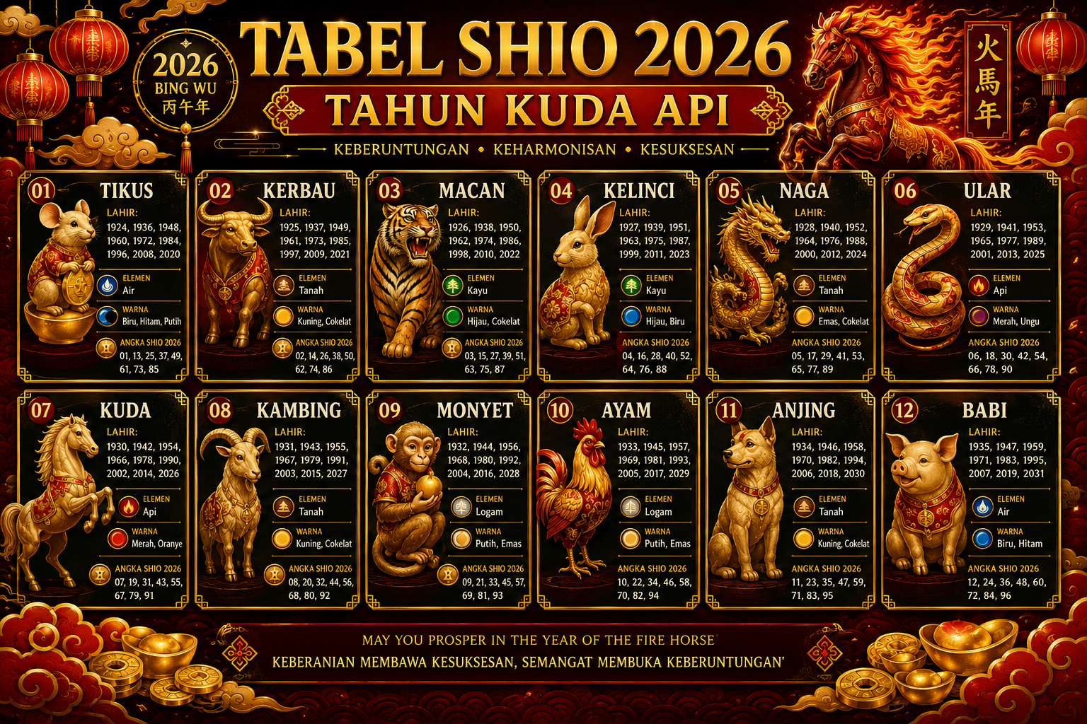Tabel Shio 2026